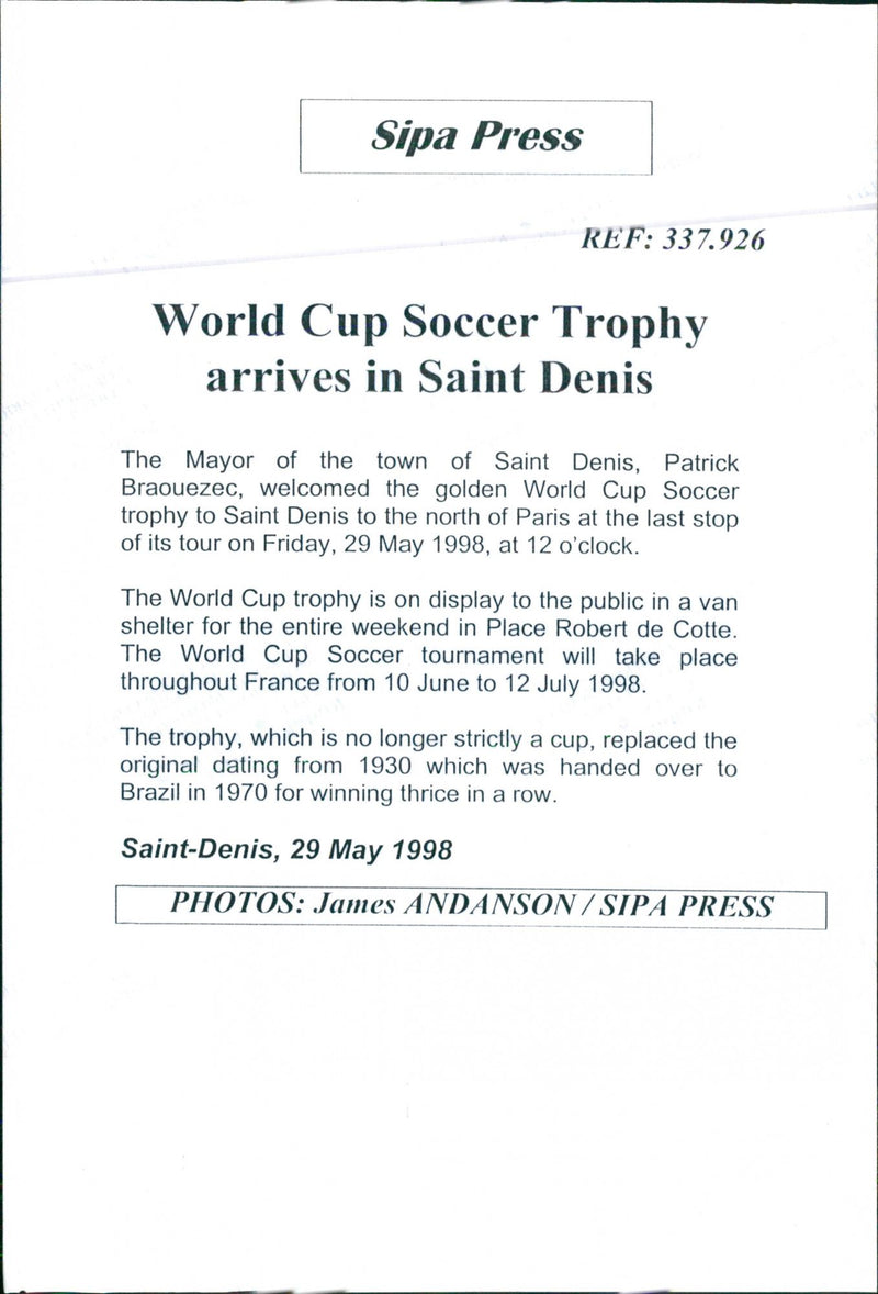 Soccer World Cup 1998 Opening and closing - Vintage Photograph