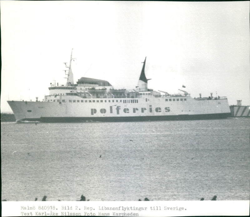 A shipping ship loaded with Lebanese refugees en route to Sweden - Vintage Photograph