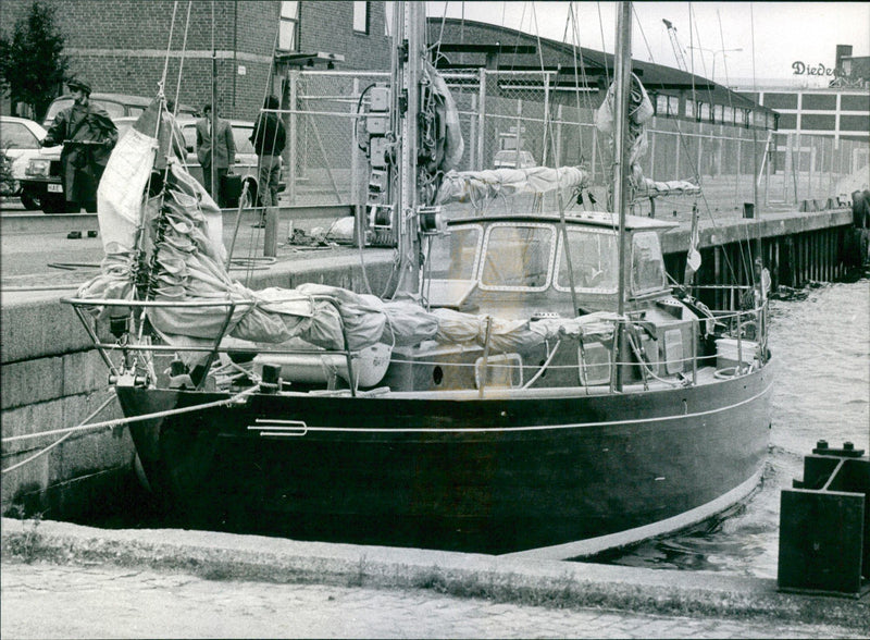 A Polish sailboat with military guard in Malmö - Vintage Photograph