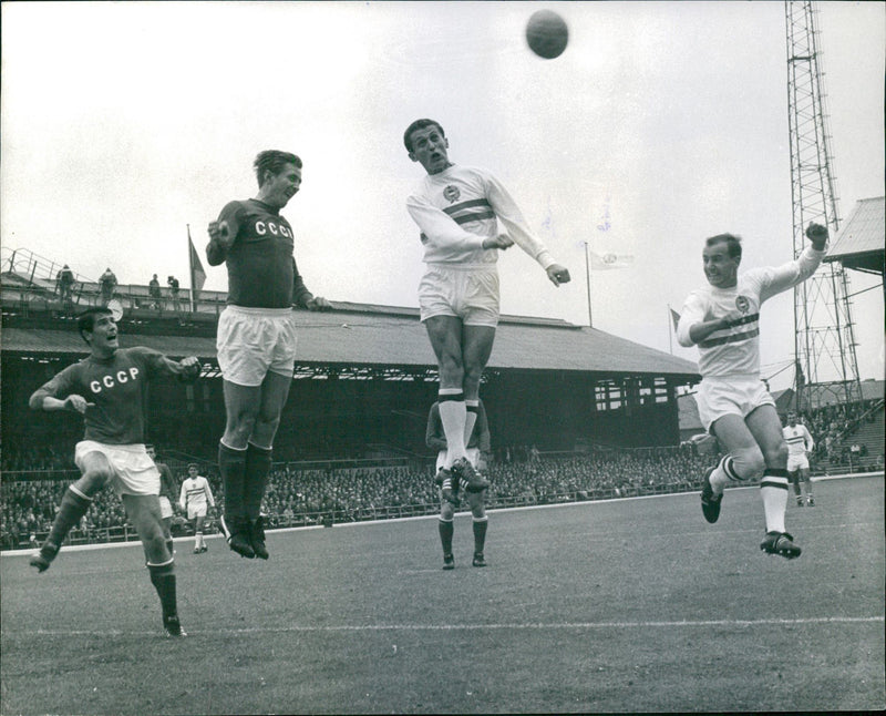 Soccer World Cup 1966. Russia - Hungary match in Roker Park - Vintage Photograph