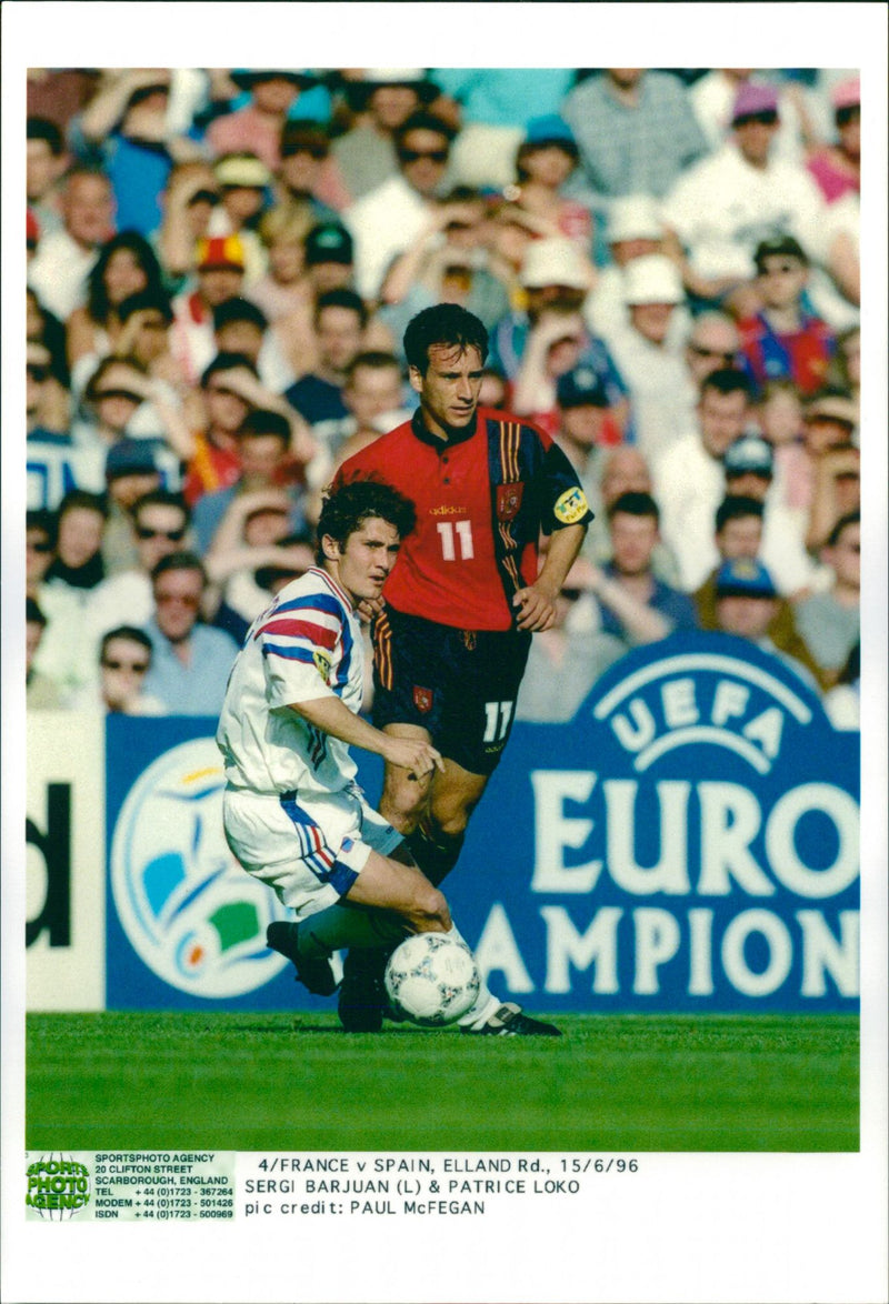 France-Spain. Sergi Barjuan and Patrice Loko - Vintage Photograph