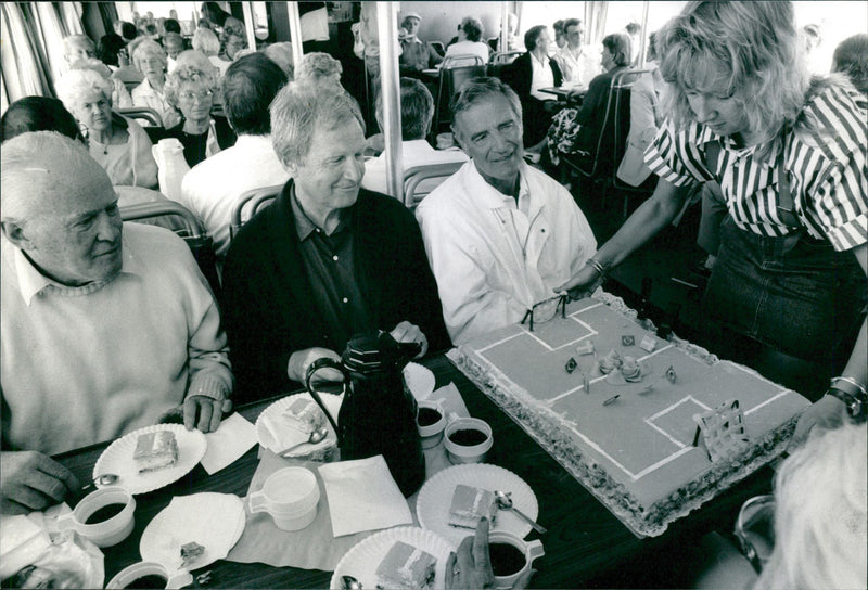 The football heroes from 1948 (gold) and 1958 (silver) are celebrated before the anniversary match between Sweden and Brazil. Mr. Orvar Bergmark - Vintage Photograph