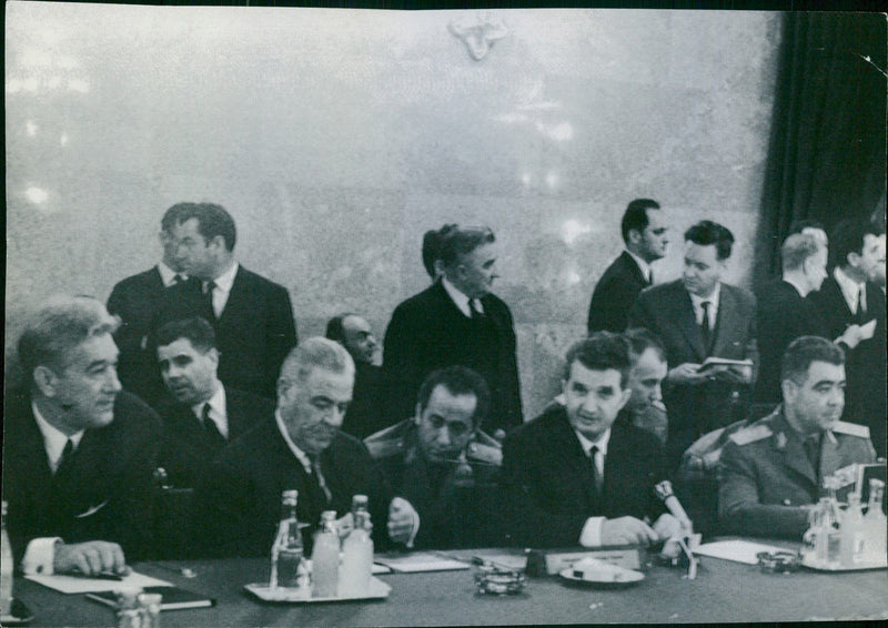 Warsaw Pact Summit: Romania's delegation under the leadership of Head of State and Party Ceausescu - Vintage Photograph