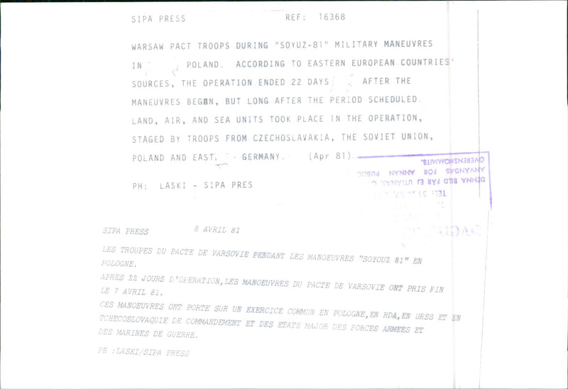 The Warsaw Pact's military maneuver "Soyuz-81" in Poland - Vintage Photograph