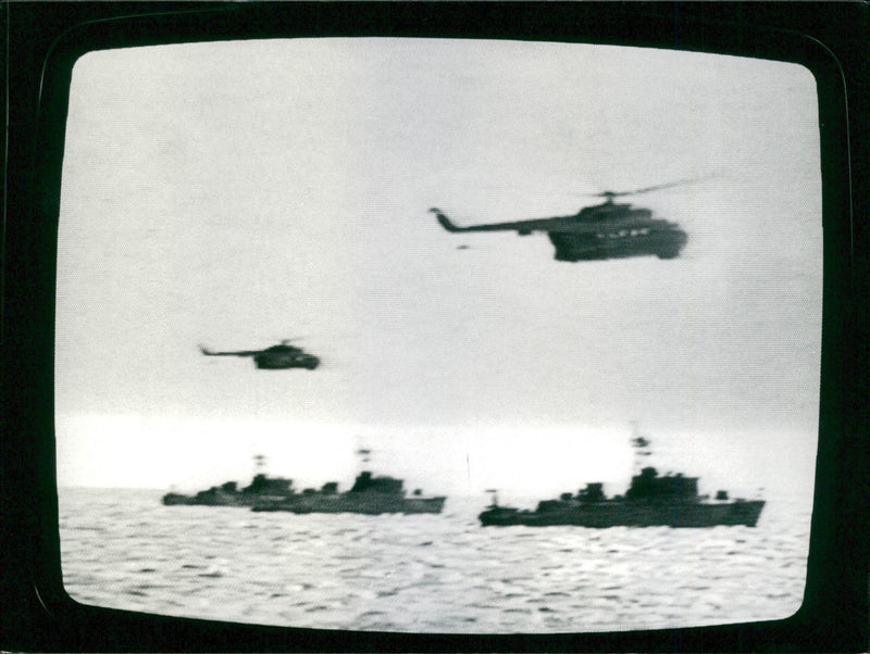 Armada from the Warsaw Pact filmed by a Danish inspection ship - Vintage Photograph