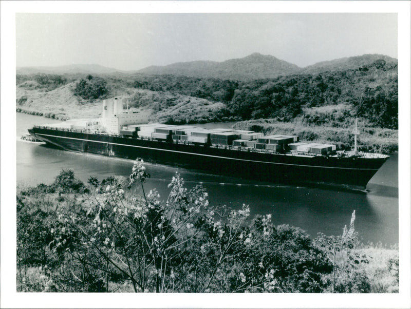 MS Skandia in the Panama Canal - Vintage Photograph