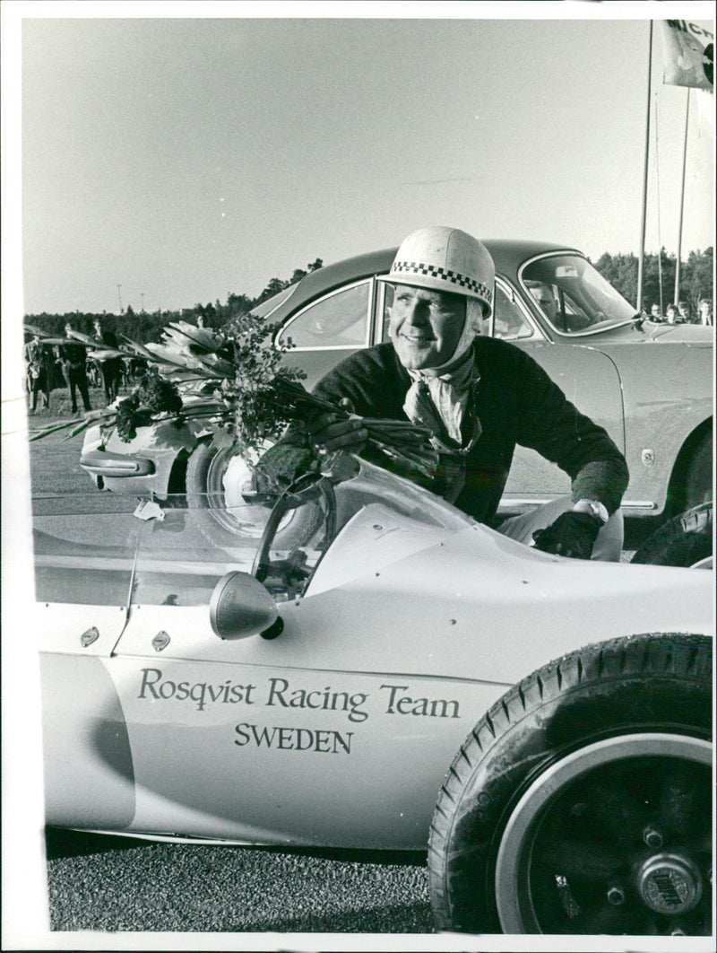 Yngve Rosqvist with his team logo on the car - Vintage Photograph