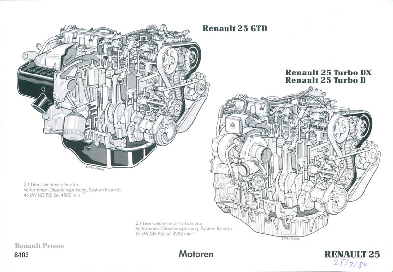 Renault 25 Engine - Vintage Photograph