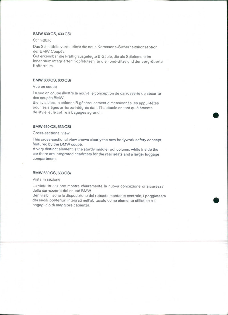 BMW 630 CS and BMW 633 CSi - Vintage Photograph