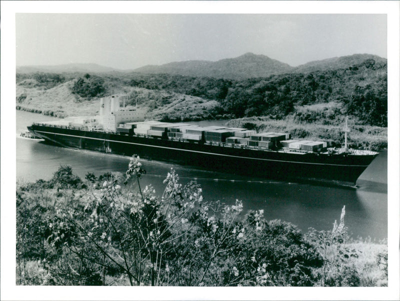 MS Skandia in the Panama Canal - Vintage Photograph