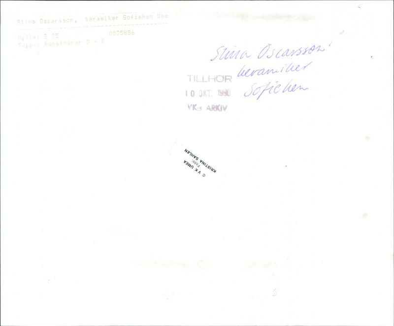 1990 KATNR ARTISTS NILSIUM VAN UMIE SOFIEN OSCARSSON STUNA ARKIV CERAMICS NTHVS - Vintage Photograph