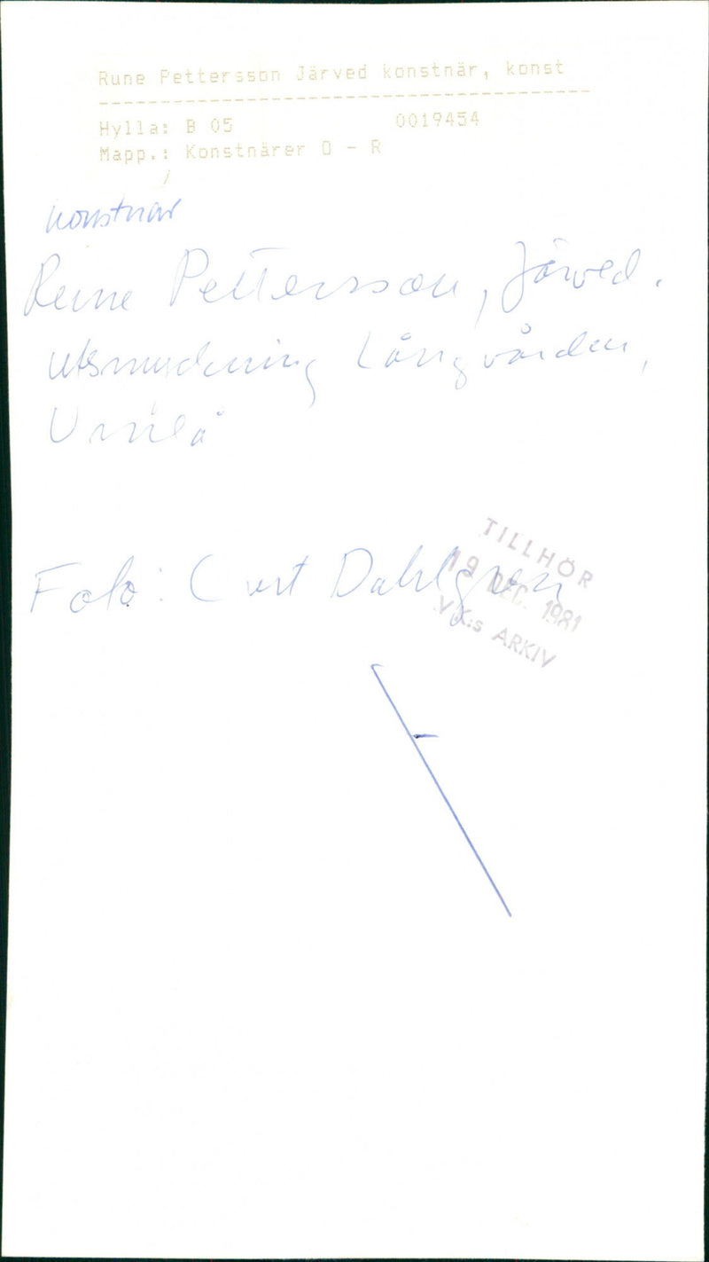 1981 KATNR KONSTNAR JAWED PETTERSSON FOLDER RUNE JARVED OLO TIH - Vintage Photograph