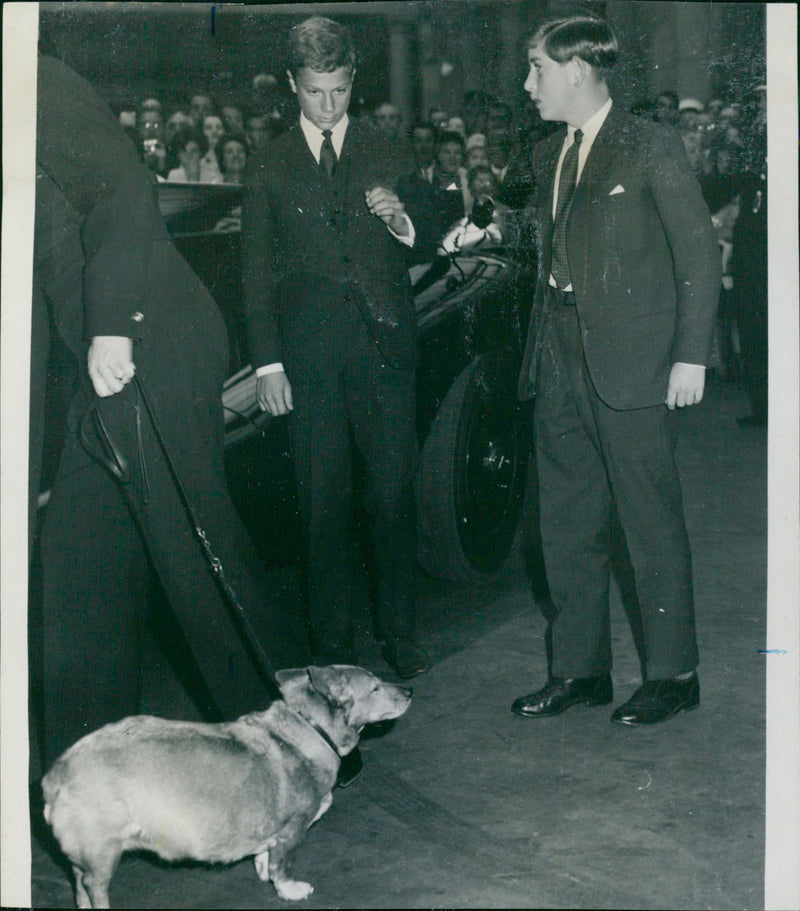 Sweden's Crown Prince Carl Gustaf and England's Crown Prince Charles visit an exhibition together - Vintage Photograph