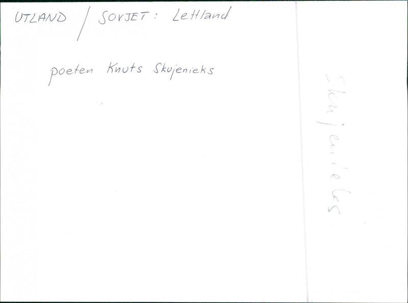 OLABVAKAR SKUJENIELES KNUTS LETLAND POET SKUJENIEKS UTLAND SOVJET - Vintage Photograph