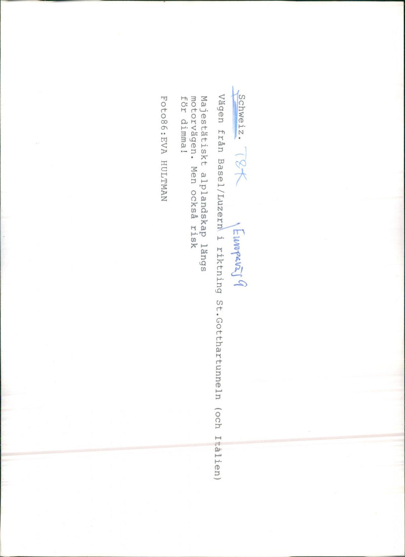 SWISSAIR BUT HULTMAN LANDSCAPE BASEL FOG STGOTTHARTUNNEL ITALY AND LANGS - Vintage Photograph