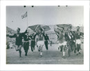 Sweden-Brazil. The Brazilian team runs with the Swedish flag - Vintage Photograph