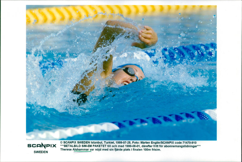 Therese Alshammar tar fjärde plats i finalen 100m frisim - Vintage Photograph