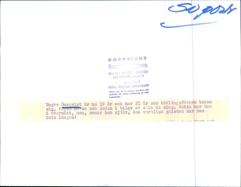 Competition driver Yngve Rosqvist - Vintage Photograph