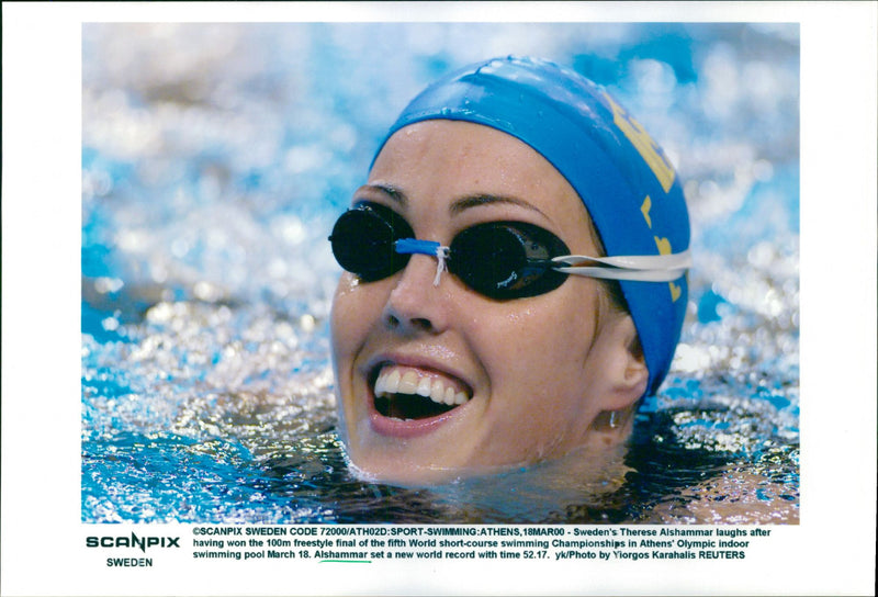 Sweden's Therese Alshammar takes home the World Cup victory in the 100m freestyle - Vintage Photograph