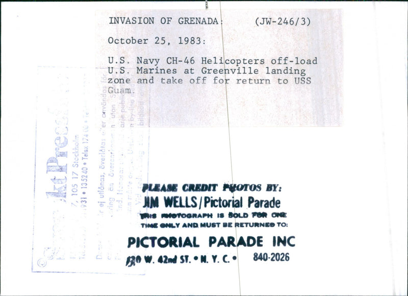 Amerikansk Navy CH-46 helikopter återvänder till USS Guam - Vintage Photograph