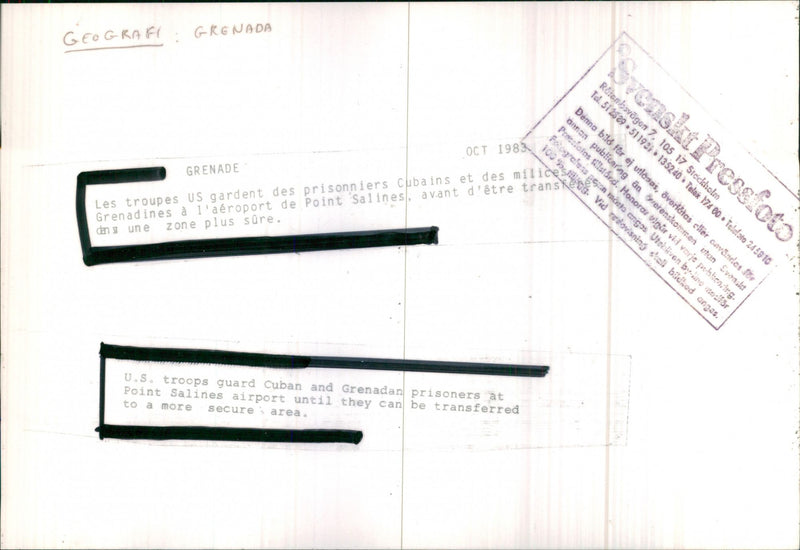 Amerikanska soldater vaktar tillfångatagna Kubanska och Grenadier - Vintage Photograph