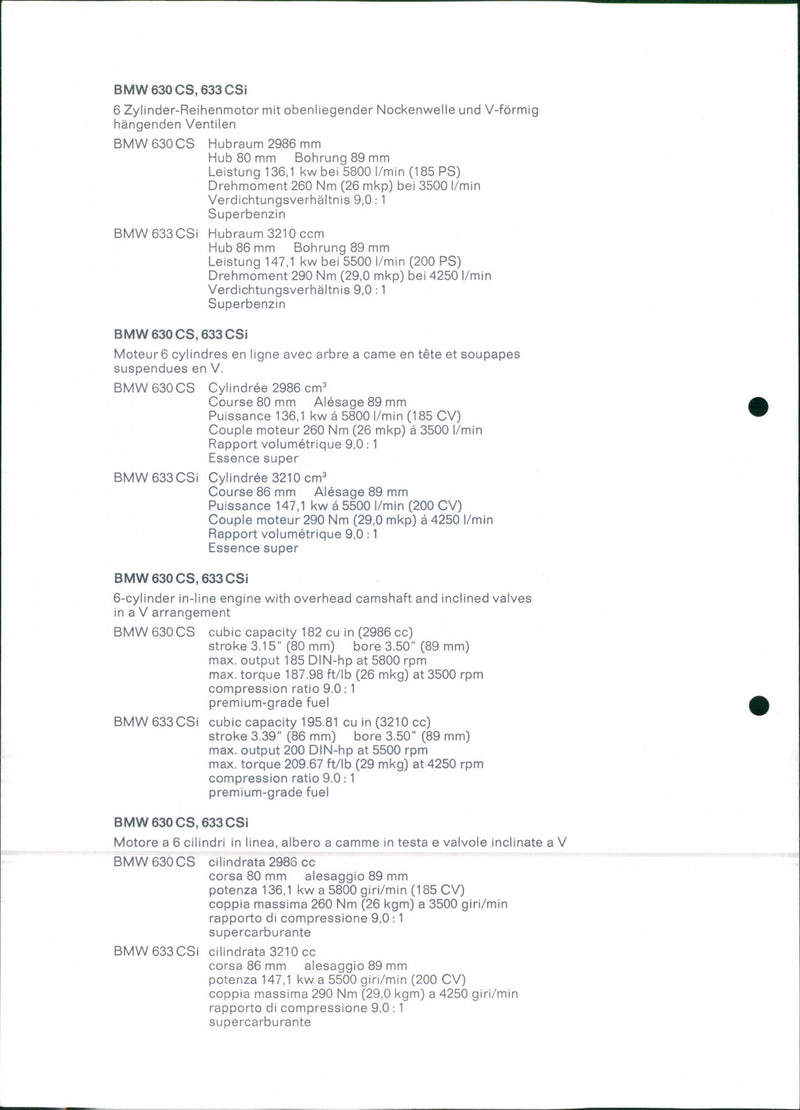 BMW 630 CS and BMW 633 CSi - Vintage Photograph