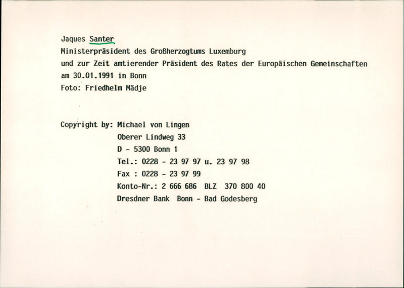 Jacques Santer - Vintage Photograph