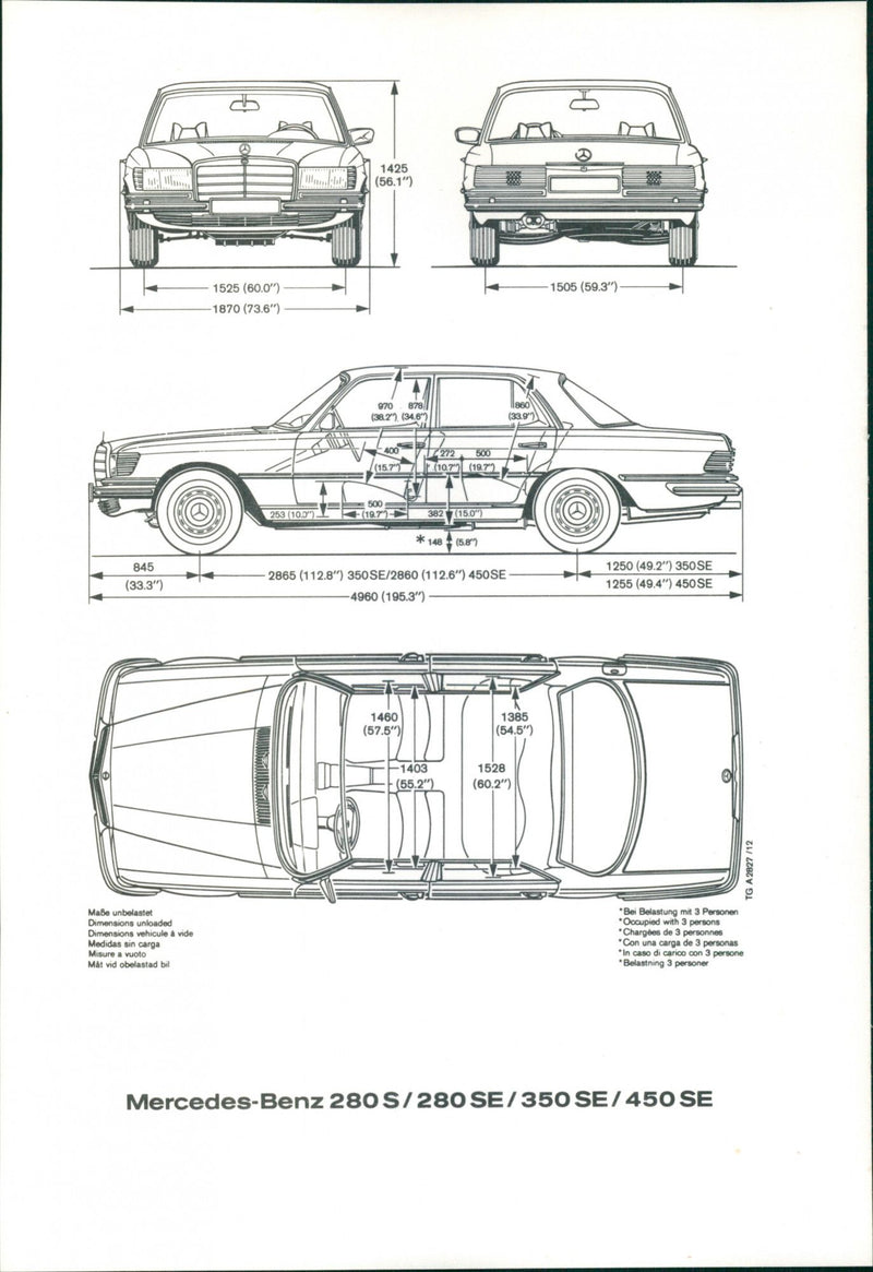 Mercedes Benz 280 S/280 SE/ 350 SE/ 450 SE - Vintage Photograph