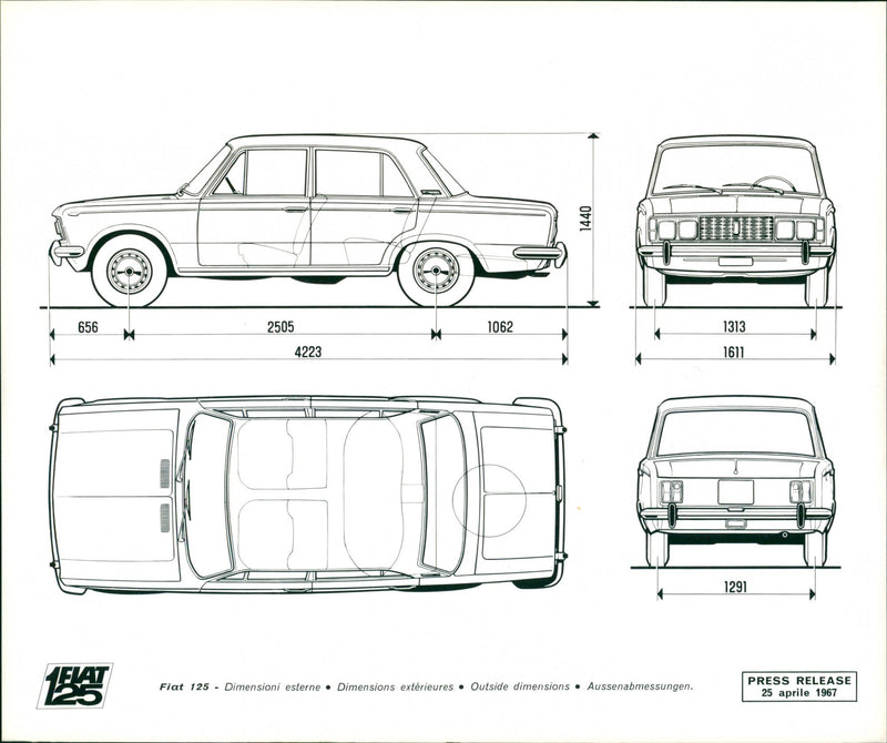 1967 Fiat 125 - Vintage Photograph