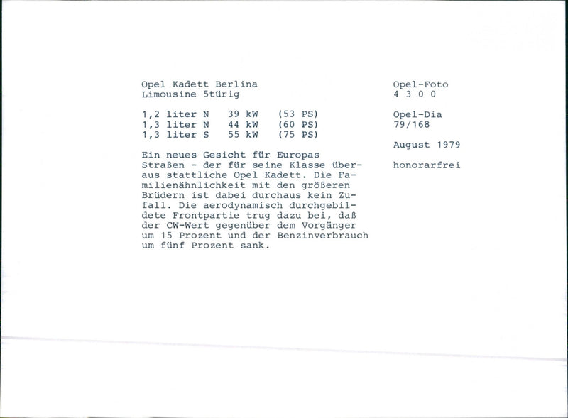 Opel Kadett Berlina Limousine - Vintage Photograph