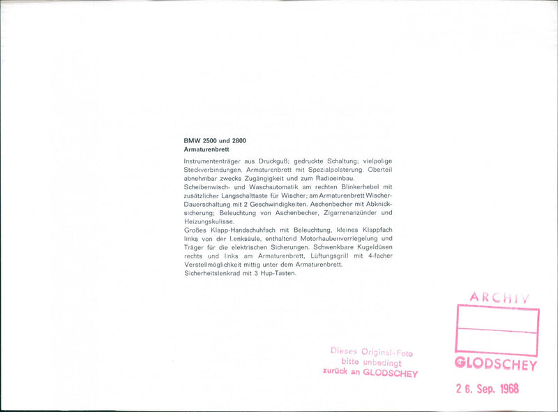 BMW 2500 and 2800 - Vintage Photograph