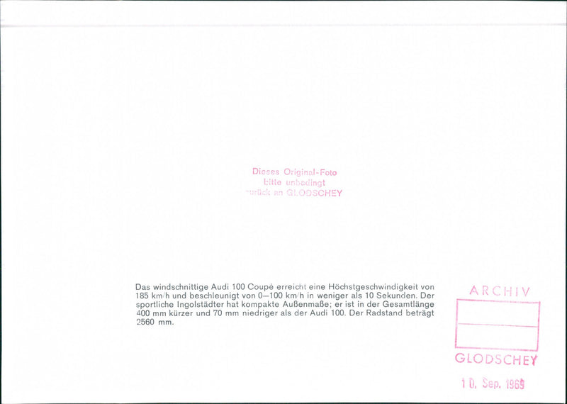 1969 Audi 100 Coupe - Vintage Photograph