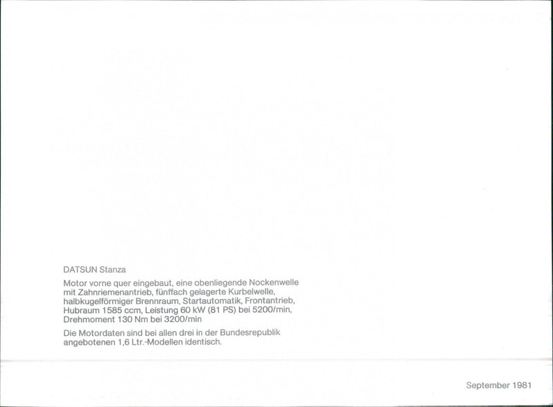 1981 Datsun Stanza Engine - Vintage Photograph