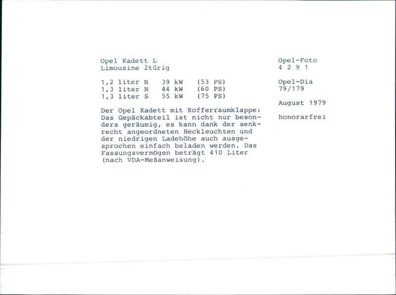 Opel Kadett 1980 - Vintage Photograph