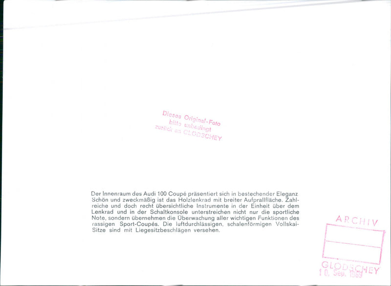 1969 Audi 100 Coupe - Vintage Photograph