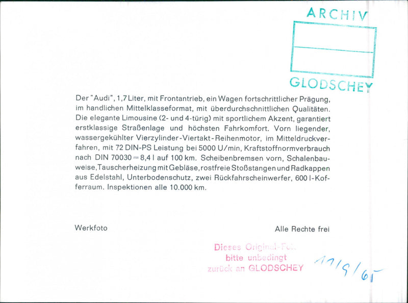 Audi 1965 - Vintage Photograph