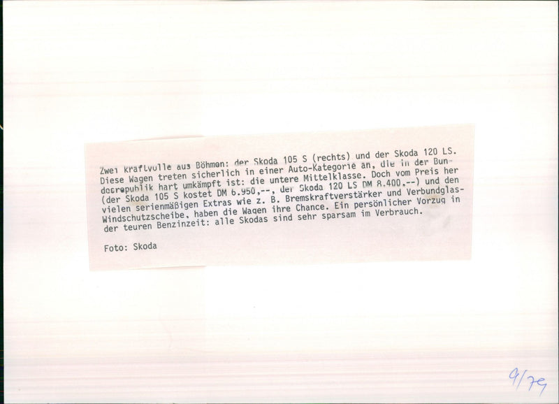 1979 Skoda 105 S and Skoda 120 LS - Vintage Photograph