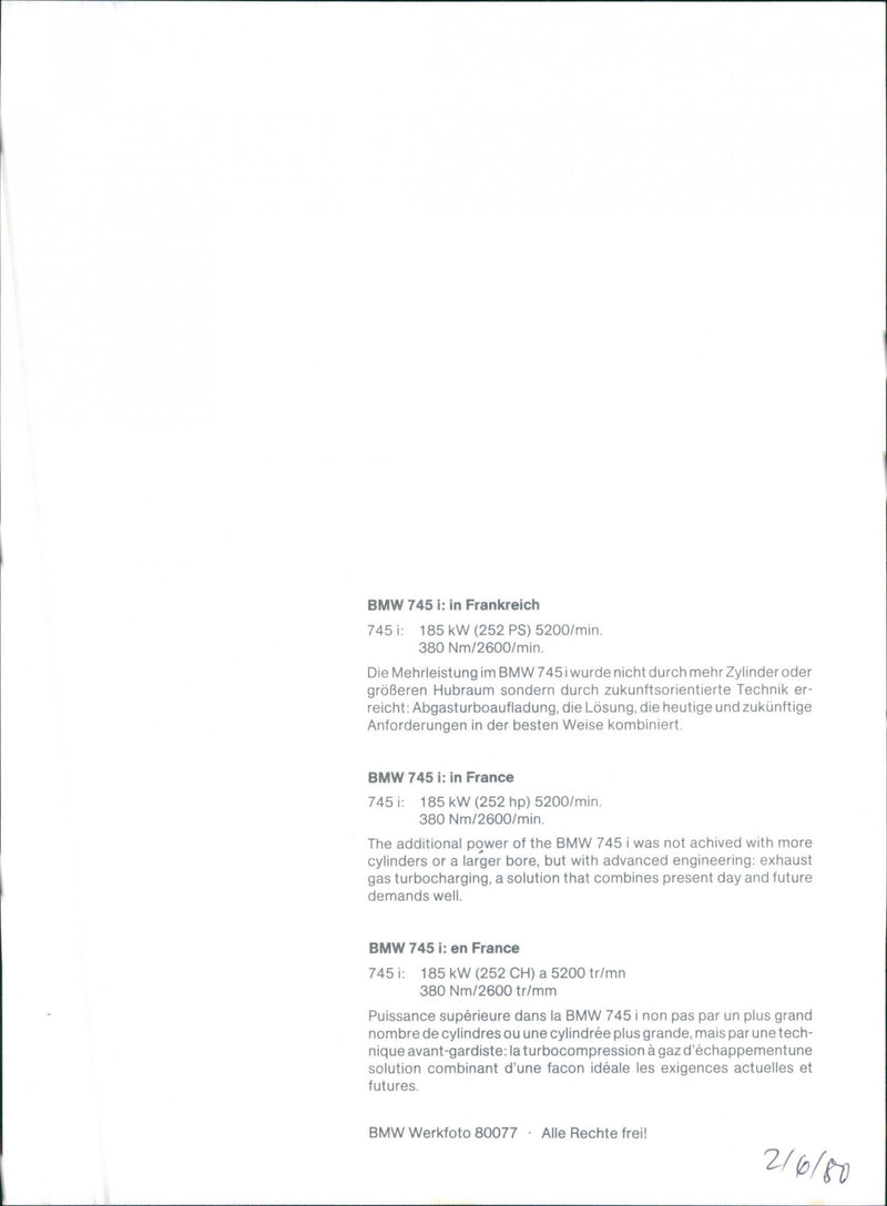 1980 BMW 745i - Vintage Photograph