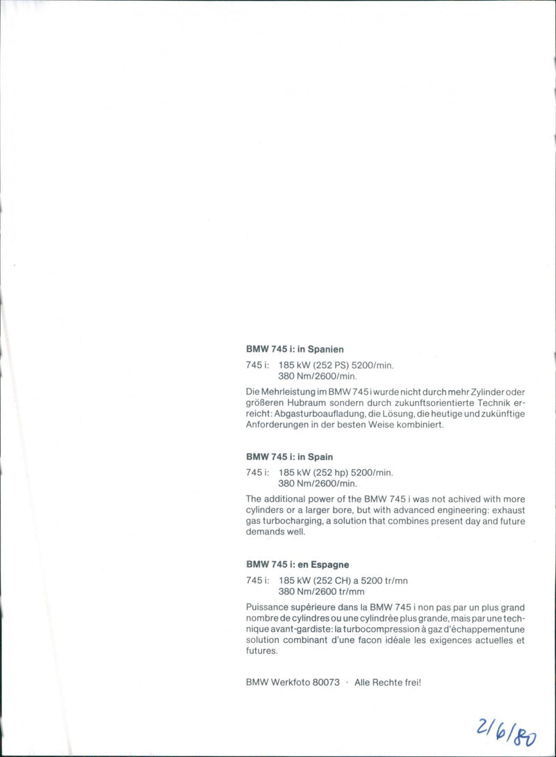 1980 BMW 745i - Vintage Photograph