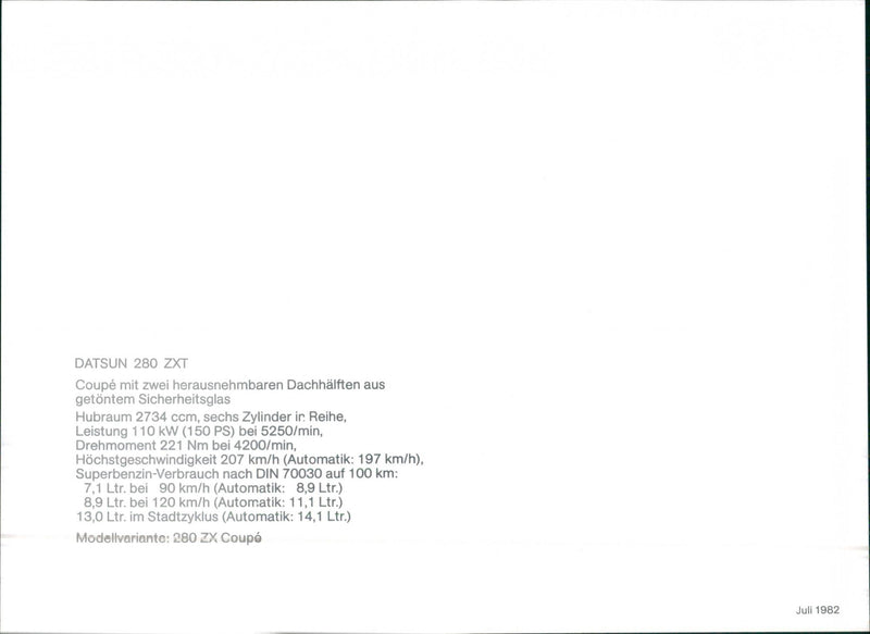 Datsun 280 ZXT. - Vintage Photograph