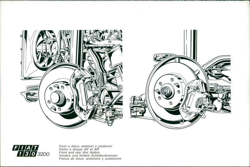 Fiat 130 3200 Front and Rear Disc Brakes - Vintage Photograph