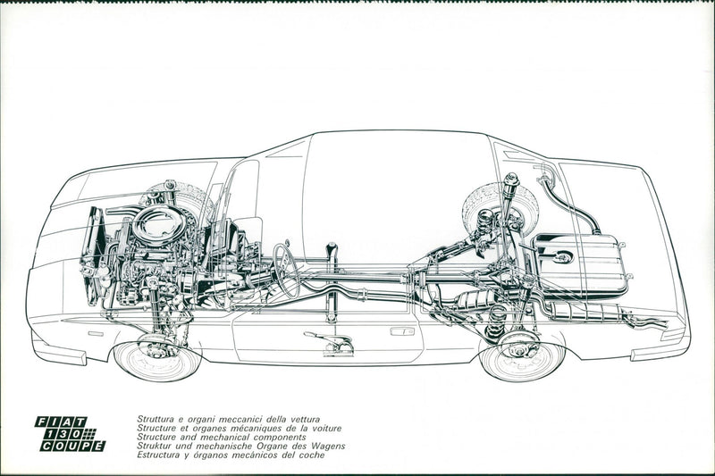 Fiat 130 Coupe Structure and Mechanical Components - Vintage Photograph