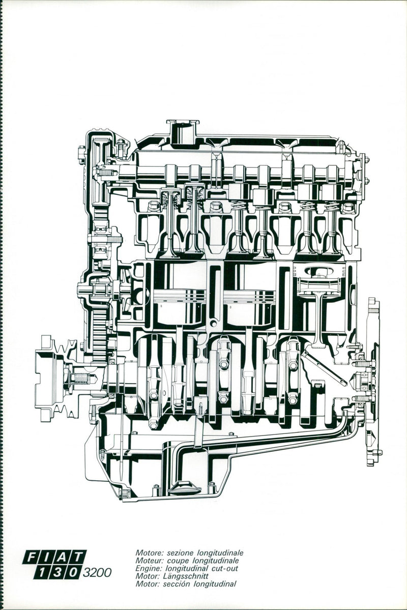 Fiat 130 3200 Engine Longitudinal Cut-out - Vintage Photograph