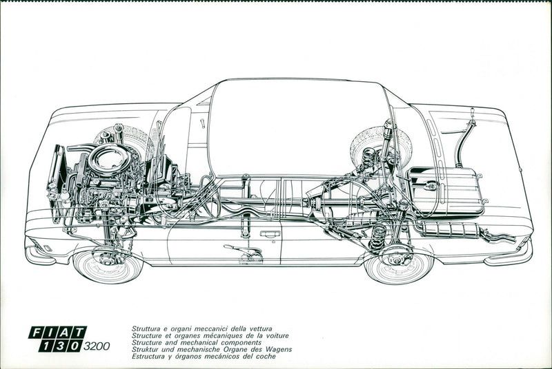 Fiat 130 3200 Structure and Mechanical Components - Vintage Photograph