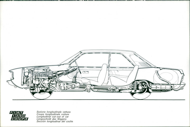 Fiat 130 Coupe Longitudinal Cut-out - Vintage Photograph