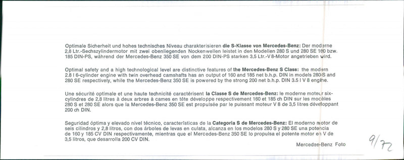 Mercedes SEL Class - Vintage Photograph