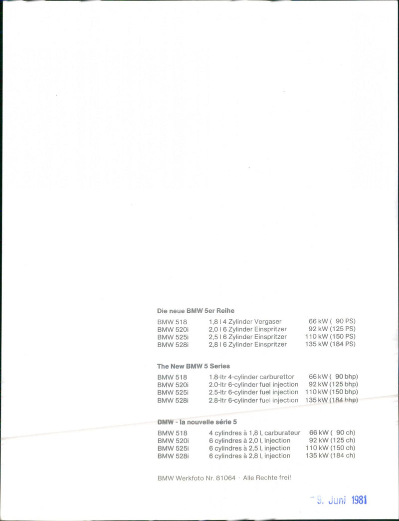 BMW 5 Series - Vintage Photograph