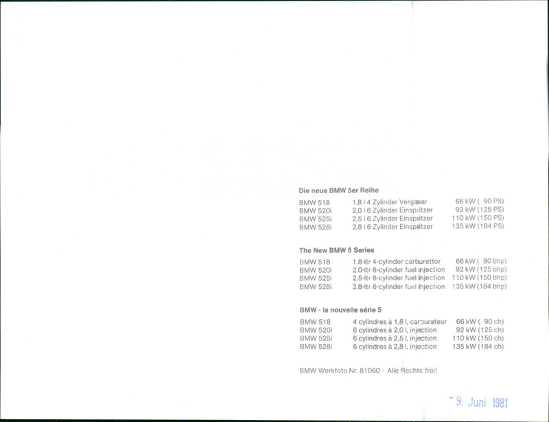 BMW 5 Series - Vintage Photograph