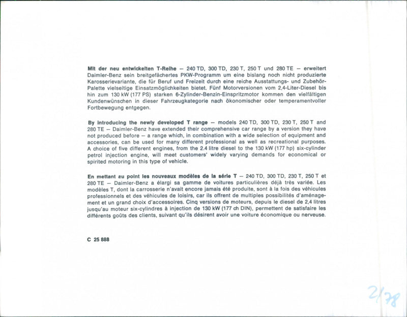 Mercedes Benz T-Series - Vintage Photograph