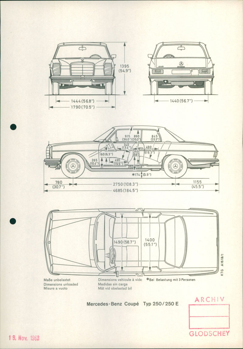 Mercedes Benz Coupe 250 / 250 E - Vintage Photograph